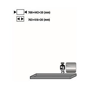 Fachboden Standard für asecos Sicherheitsschränke der UB90 Serie, Edelstahl 1.4301, B 768 x T 422 x H 20 mm, bis 30 kg