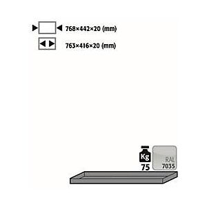 Fachboden Standard für asecos Sicherheitsschränke der UB90 Serie, Stahlblech, lichtgrau, B 768 x T 422 x H 20 mm, bis 30 kg