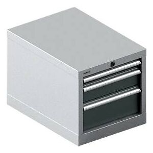 Schäfer Shop Select  Schubladenschrank 18-27, 3 Schübe (H 50/100/150mm), bis 200 kg, B 411 x T 572 x H 400 mm, anthrazitgrau/weißaluminium