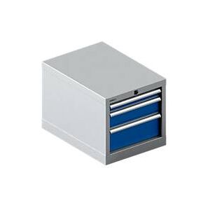 Schäfer Shop Select  Schubladenschrank 18-27, 3 Schübe (H 50/100/150mm), bis 75 kg, B 411 x T 572 x H 400 mm, enzianblau/weißaluminium