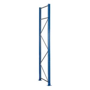 Schulte Lagertechnik Palettenregal-Ständerrahmen S610-M18-U, unmontiert, T 1100 x H 3500 mm, Stützenbreite 76 mm, blau/verzinkt