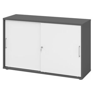 hjh OFFICE PRO BETA 1752S - 2 OH Schiebetürenschrank Graphit/Weiß Metallgriff