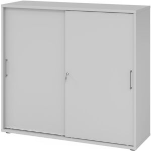 hjh OFFICE PRO BETA 1753S - Grau 3 OH Schiebetürenschrank Metallgriff