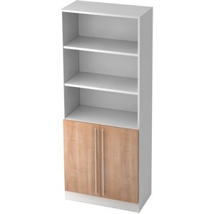 hjh OFFICE PRO SIGNA G 7700 RE - 5 OH Weiß/Nussbaum Schrank Relinggriff Kunststoff