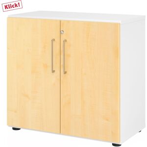 hjh OFFICE PRO BETA 9   Schrank mit Türen   2 OH - Weiß/Ahorn