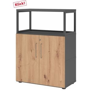 hjh OFFICE PRO FlexWall   3 OH   Türen + Rahmen   mit Stellfüßen - Graphit/Asteiche