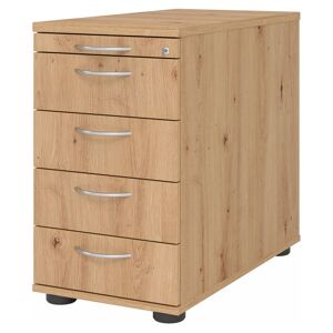 hjh OFFICE PRO SIGNA SC50 BS - Rollcontainer Holz mit 4 Schüben Asteiche Bogengriff Metall