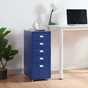 [en.casa] Rollcontainer Kökar mit 5 Schubladen 69x28x41 cm Blau