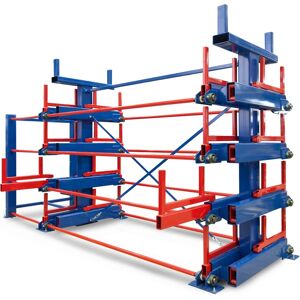 R+R Industrietechnik Roll-Aus-Regal einseitg Typ RRA-D45 2x4 Lagerebenen plus Dachablage 2500kg Traglast pro Arm