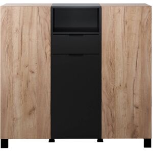 Highboard mit Schubkasten, Eiche, schwarz matt KEMBA-19