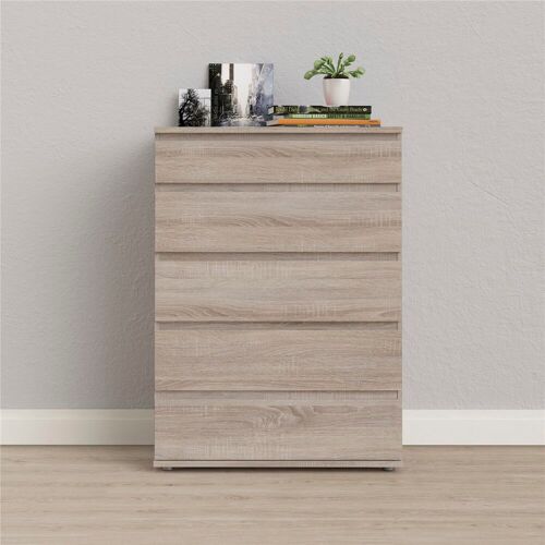 Home Affaire Kommode HOME AFFAIRE „Nova“ Sideboards Gr. B/H/T: 76,8 cm x 106,6 cm x 40,0 cm, 5, braun (trüffel) Schubladenkommode Schubladenkommoden Folienbeschichtung, in verschiedenen Farbvarianten, 5 Schubladen