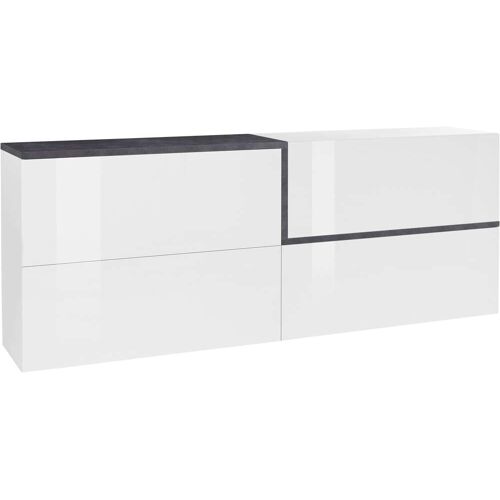 Tecnos Sideboard TECNOS „Zet“ Sideboards Gr. B/H/T: 210 cm x 86 cm x 40 cm, weiß (weiß hochglanz, zement) Sideboards Breite 210 cm