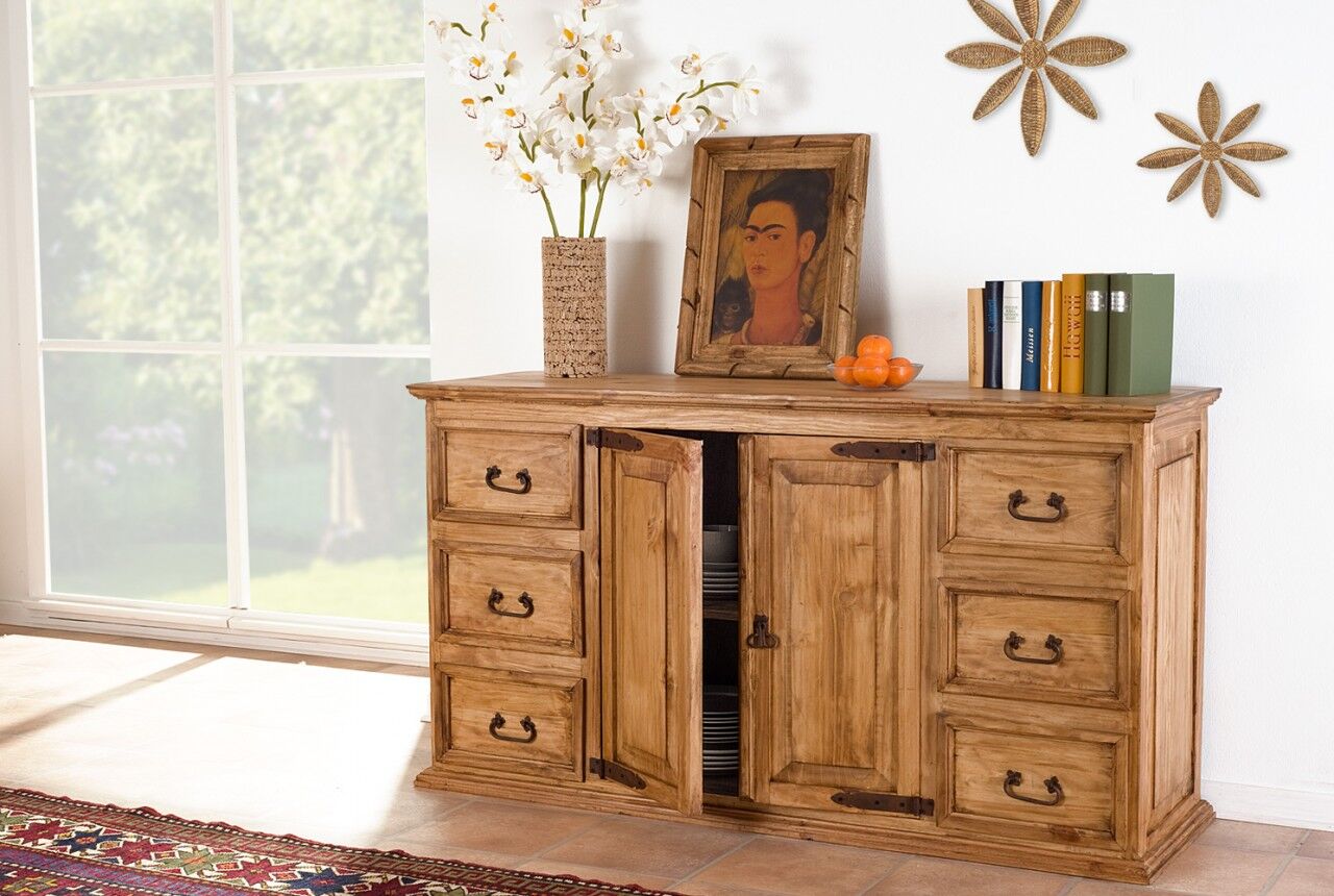 1a Direktimport Original Mexico Sideboard Schubladen-Kommode, Pinie massiv, Landhausstil