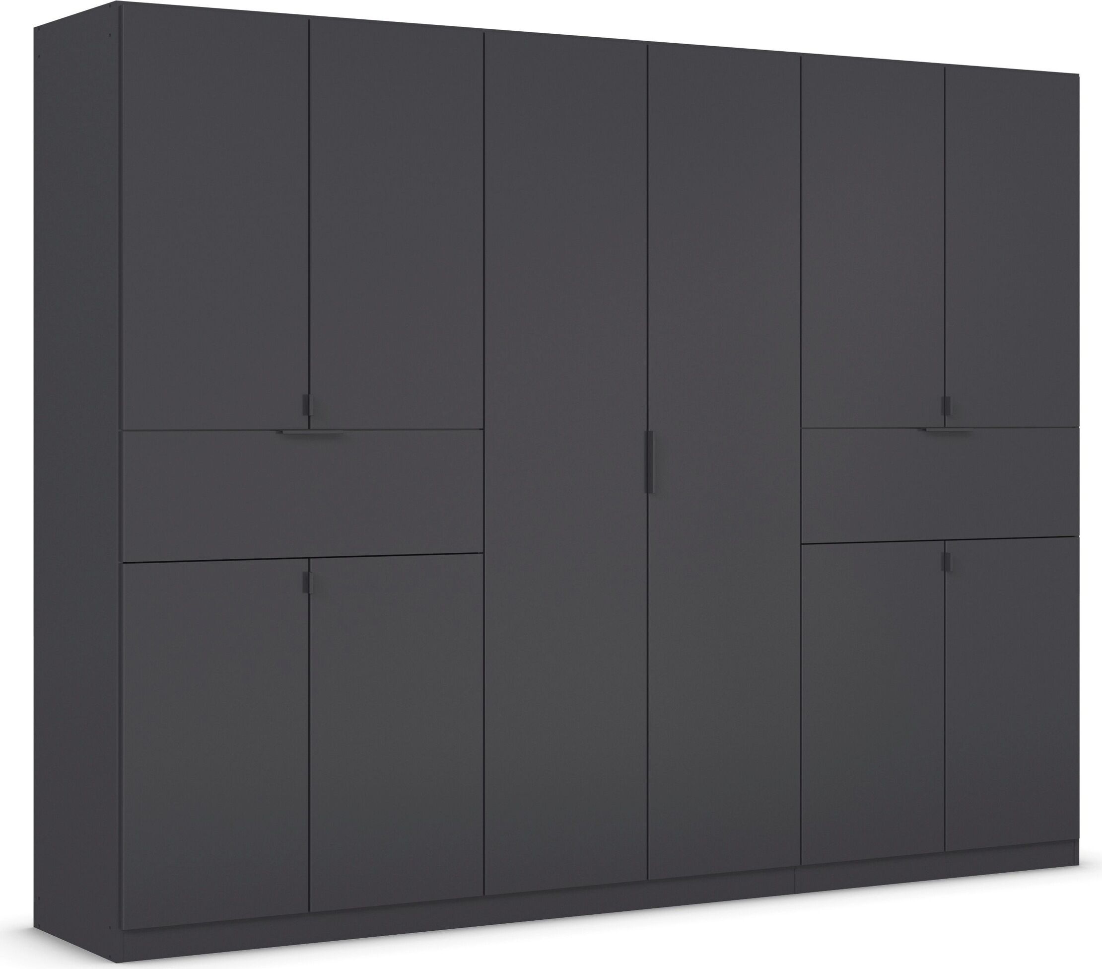 Drehtürenschrank RAUCH "Ticao" Schränke Gr. B/H/T: 271 cm x 210 cm x 54 cm, 10 St., grau (graumetallic) Drehtürenschränke mit Schubkästen, die in der Höhe variabel positioniert werden können