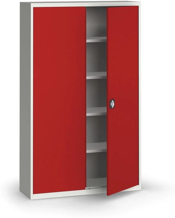 Kovona Blechschrank, 1950 x 1200 x 400 mm, 4 regalböden, grau/rot