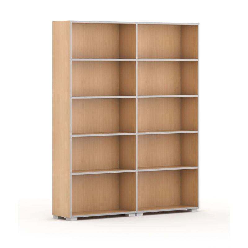 B2B Partner Bücherschrank silver line, buche, 2 reihen, 1865 x 1600 x 400 mm