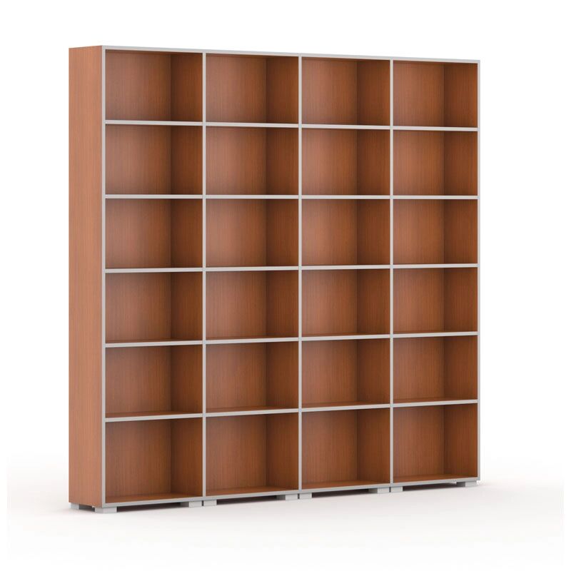 B2B Partner Bücherschrank silver line, kirsche, 4 reihen, 2230 x 2400 x 400 mm