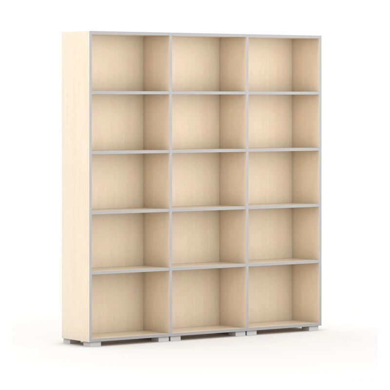 B2B Partner Bücherschrank silver line, birke, 3 reihen, 1865 x 1800 x 400 mm