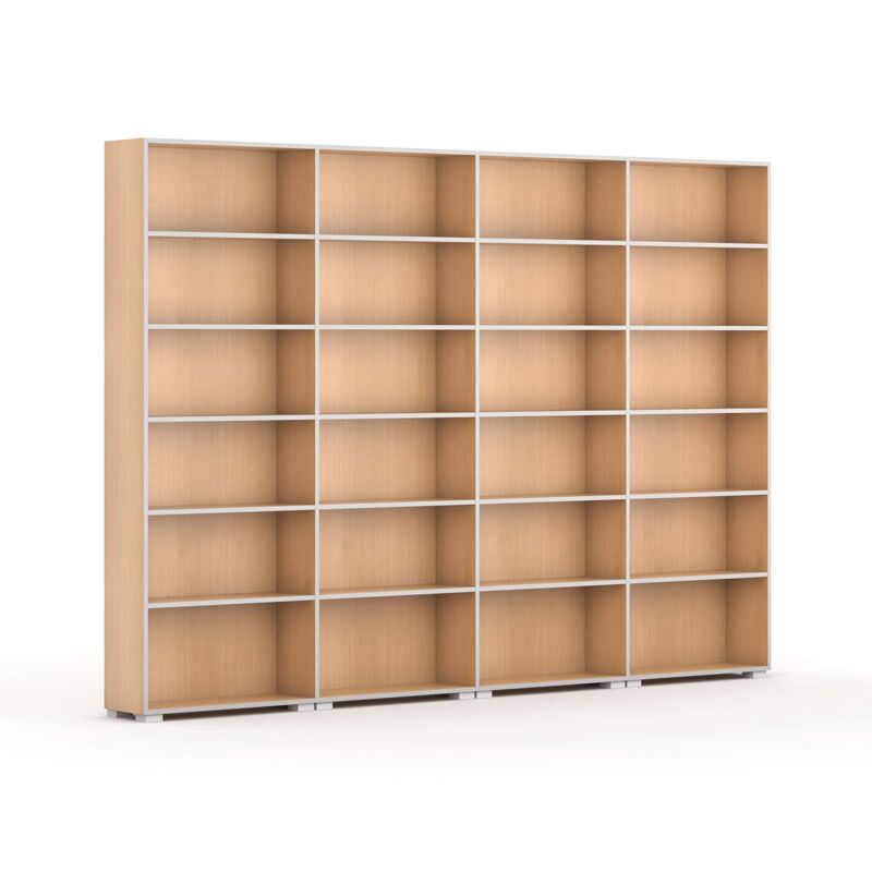 B2B Partner Bücherschrank silver line, buche, 4 reihen, 2230 x 3200 x 400 mm