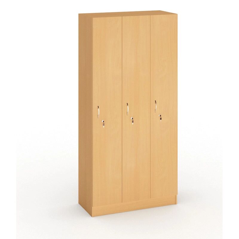 B2B Partner Holzkleiderschrank aus spanplatte, 3 abteile, 1900x900x420 mm, buche