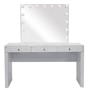 Bright Beauty Vanity - hollywood makeup bord - make up bord - hollywood toiletbord - med make up spejl - 3 skuffer - hvid