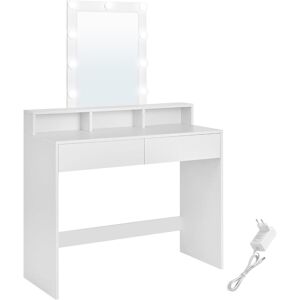 VASAGLE Toiletbord, LED-lys med justerbar lysstyrke, Makeup Station, Moderne, Hvid