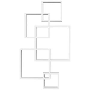 Rootz Living Rootz væghylde - Flydende hylde - 5 sammenlåsende terninger - 9 rum - Grantræ - Hvid - 49,5 x 10,2 x 86 cm