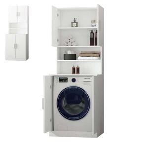 ECD-Germany ECD Germany Vaskemaskine Kabinet 70.5x190.5x70 cm med 4 døre, hvid, badeværelse skab til vaskemaskine / tørretumbler