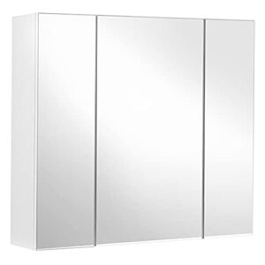 Vasagle badeværelsesvægskab, skab med spejl, 3-dørs opbevaringsskab, 60 x 15 x 55 cm, hvid