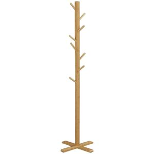 Rootz Living Rootz Knagerække - Hattestativ - Tøjstativ - 8 kroge - Bambus - Naturlig - 49,5 cm x 49,5 cm x 178 cm