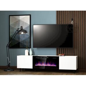 Cama MEBLE PAFOS EF TV-skab med elektrisk pejs, 180x42x49, mat hvid