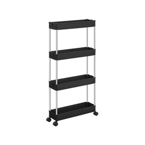 Rootz Living Rootz Trolley - Slank 4-tiers Trolley - Rullevogn - Brugsvogn til opbevaring - Køkkenvogn - Industrivogn - Polypropylen - Metalrør - Sort - 40 x 13,5