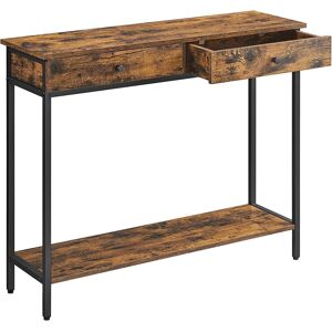 Vasagle -konsolbord, gangbord, sidebord, sofabord med 2 skuffer, brun/sort