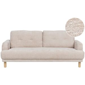 Beliani Sofa Beige Boucle 3 Personers Tyk Polstret Dyb Blød Stofsofa til Stuen Vintage Retro Inspiration Stue Møbel Moderne