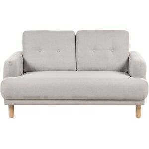 Beliani Sofa Taupe Polyester 2 Personers Tyk Polstret Dyb Blød Stofsofa til Stuen Vintage Retro Inspiration Stue Møbel Moderne