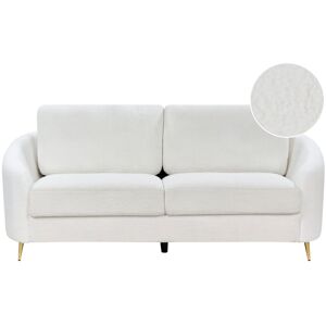 Beliani Sofa Hvid Boucle 3 Personers Tyk Polstret Dyb Blød Stofsofa til Stuen Vintage Retro Inspiration Stue Møbel Moderne