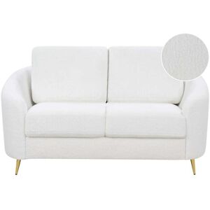 Beliani Sofa Hvid Boucle 2 Personers Tyk Polstret Dyb Blød Stofsofa til Stuen Vintage Retro Inspiration Stue Møbel Moderne