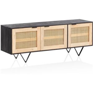 Rootz Living Rootz Modern Design Skænk - Buffetskab - Credenza - Håndlavet - Massivt mangotræ - V-formede ben - Canework Dørfronter - 145cm x 55cm x 40cm