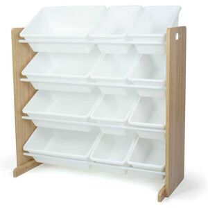 Humble Crew Children's Shelf, Toy Organiser Shelf with 9 Storage Boxes, Natural/White