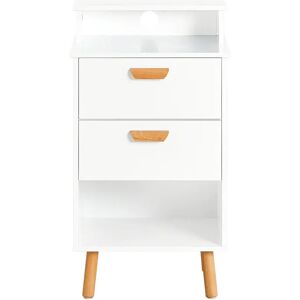 SoBuy Stilfuldt Sengebord I Hvid Med Masser Af Plads, L 40 Cm, B 35 Cm, H 71 Cm