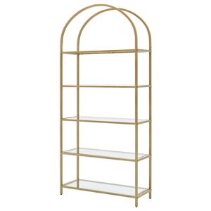 SONGMICS Metalreol Med Glashylder, 83 X 30 X 184 Cm, Farve: Guld