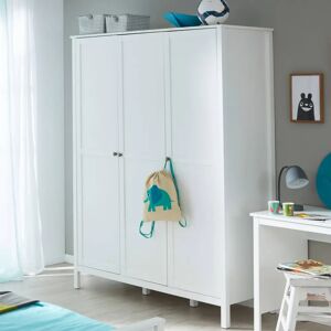 Forma Furniture Garderobeskab Med 3 Døre, Hylder Og Bøjlestang I Hvid Kunstfiner, Metalgreb