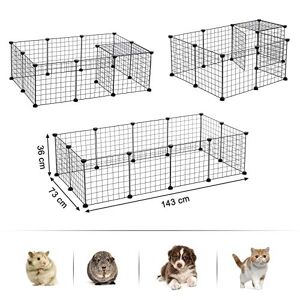 SONGMICS Kæledyrslegeplads Til Små Dyr Marsvin, 143 X 73 X 36 Cm (B X D X H) Sort
