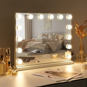 FENCHILIN Hollywood Vanity Mirorr with Lights Bordplade vægmonteret 50 x 40 cm Hvidt stort spejl hvid 50*40CM