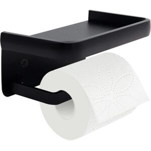 Toiletpapirholder med hylde, sort toiletpapirholder