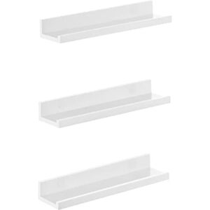 Songmics Wall Shelf 3 Set svævehylder Ledge til billederammer og bøger, Hvid