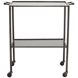 Nordal Tone Trolley on Wheels w/2 Shelves 78x41 cm - Black Glass