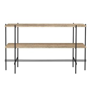 GUBI TS Console 2 Racks 120x30x72 cm - Black Base/Warm Taupe Travertine