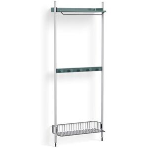 HAY Pier System 1041 1 Column 82x209 cm - PS Blue Steel/Clear Anodised Profiles/Chromed Wire Shelf