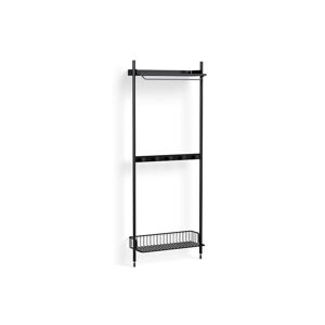 Hay Pier System 1041 1 Column 82x209 cm - PS Black Steel/Black Anodised Profiles/Anthracite Wire Shelf